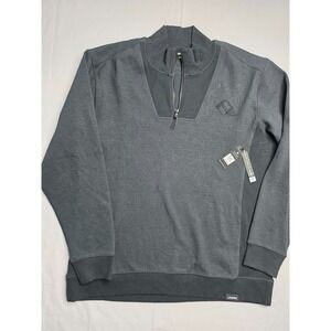 Legends Highland Athletic Top Men's XL Gray Black Cotton Long Sleeve Quarter Zip